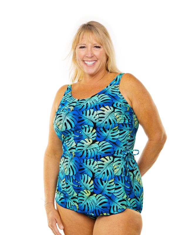 T.H.E. Mastectomy Classic Sarong Swimsuit - Tropical Leaves Queen Size ...