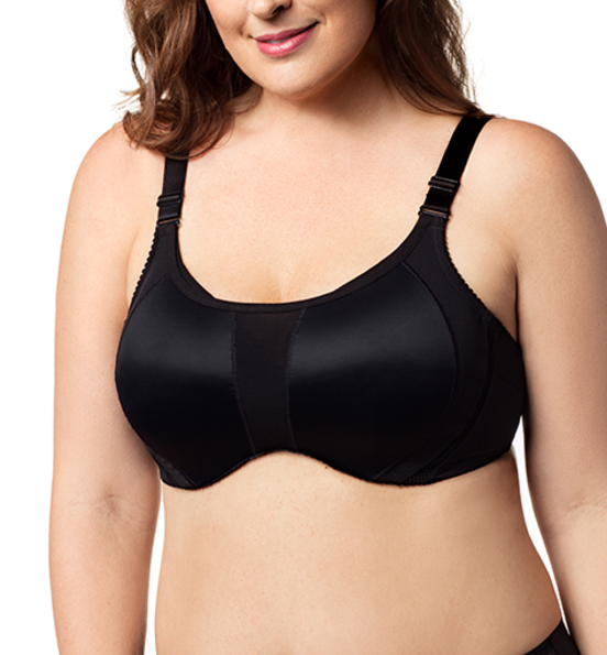 Embroidered Microfiber Soft cup ELILA BRA Black & Silver Style