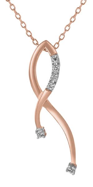 Bloomingdale's Diamond Pink Ribbon Pendant Necklace in 14K Rose and White  Gold, .10 ct. t.w. - 100% Exclusive | Bloomingdale's