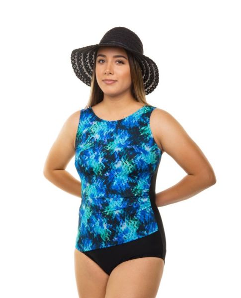 Style THE 1008-60/767/409 -  T.H.E. Mastectomy Draped Waist Line One Piece Bathing Suit