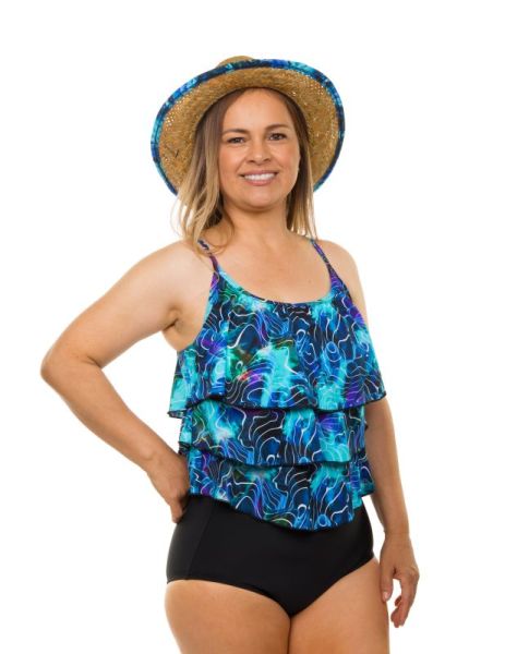 Style THE 943-60/773/409 -  T.H.E. Triple Tier Mio Mastectomy Bathing Suit Rainbow Swirls