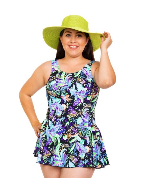 Style THE 996-60/777 -  T.H.E. Mastectomy Swim Dress Bathing Suit with Pocketed Bra - Tropical Heaven